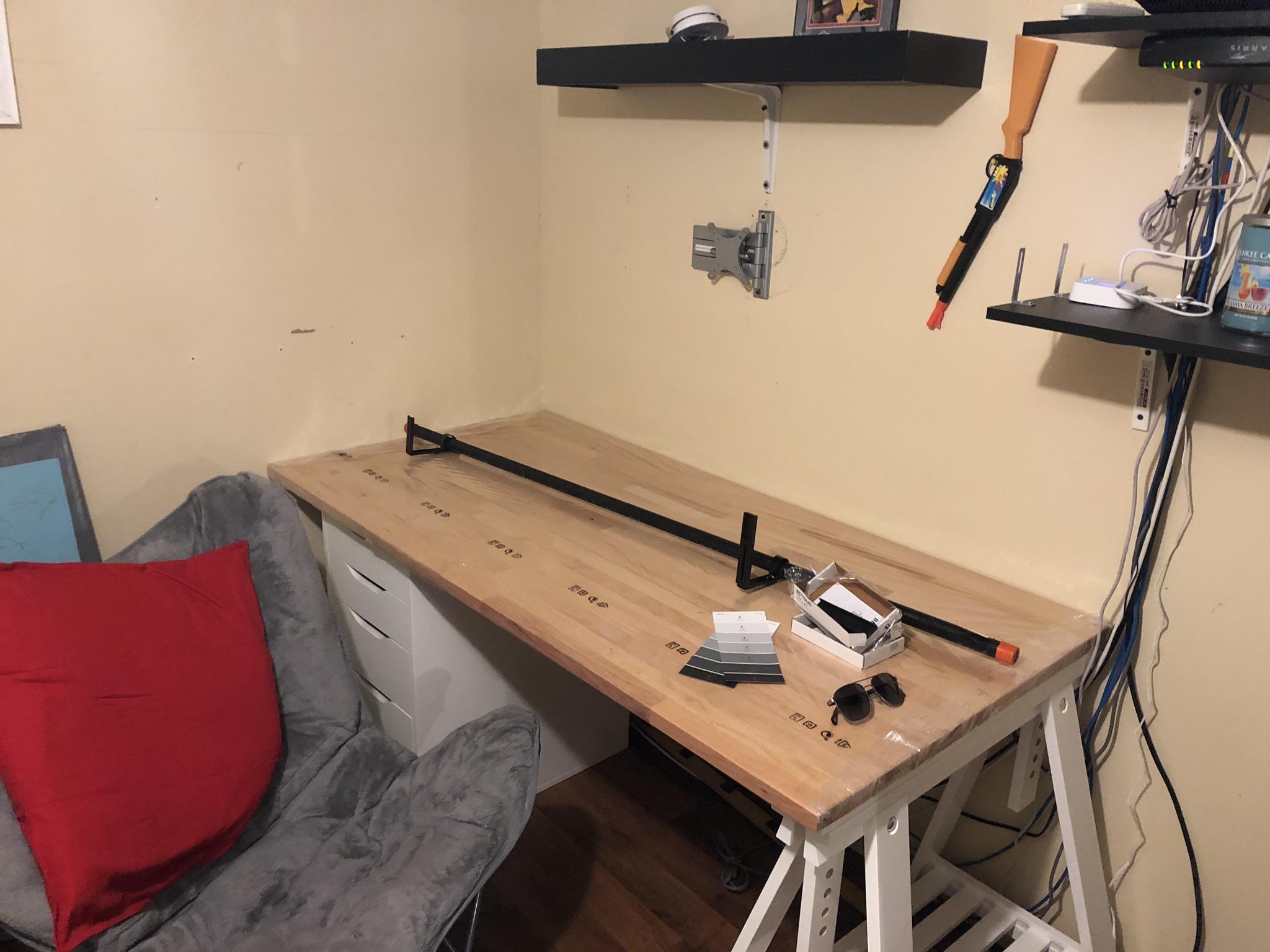 Bedroom Desk Setup Before